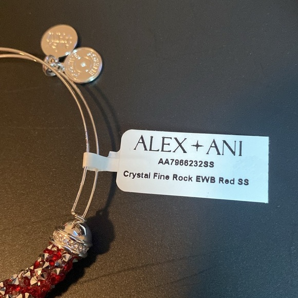 Alex and Ani Red Crystal Crush Bangle Bracelet with Silver Finish - Picture 8 of 8